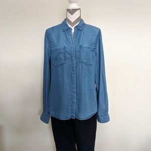 🧜‍♀️ Chambray Long Sleeve blouse ( M)